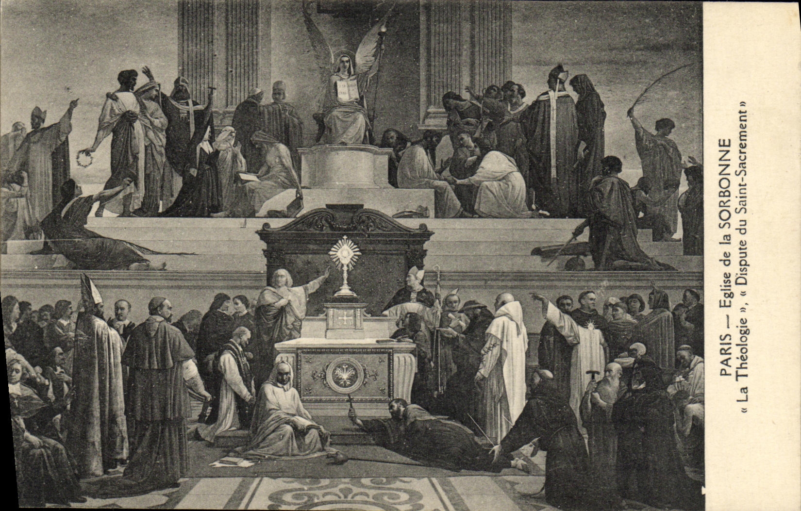 VINTAGE POSTCARD Paris Eglise of the Sorbonne Theology Disputes of Blessed Sacrament
