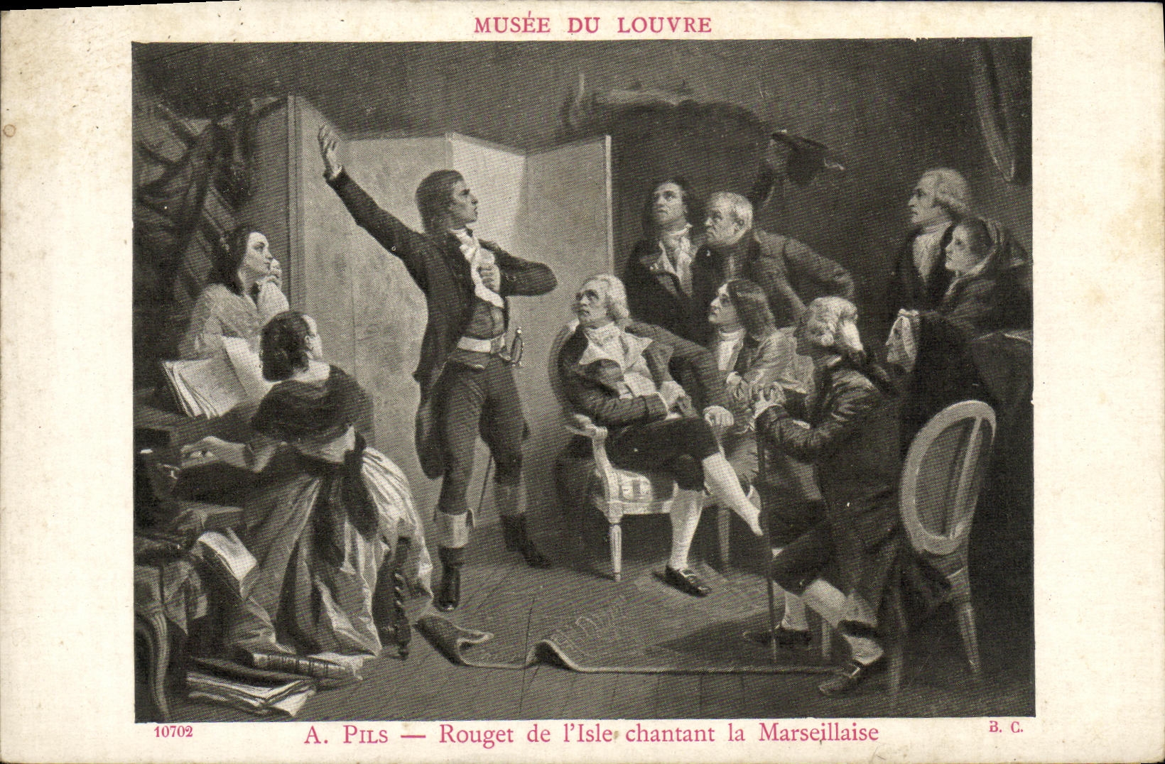 CPA Fantaisie Musee du Louvre Paris Pils Rouget de l'Isle chantant la Marseillaise
