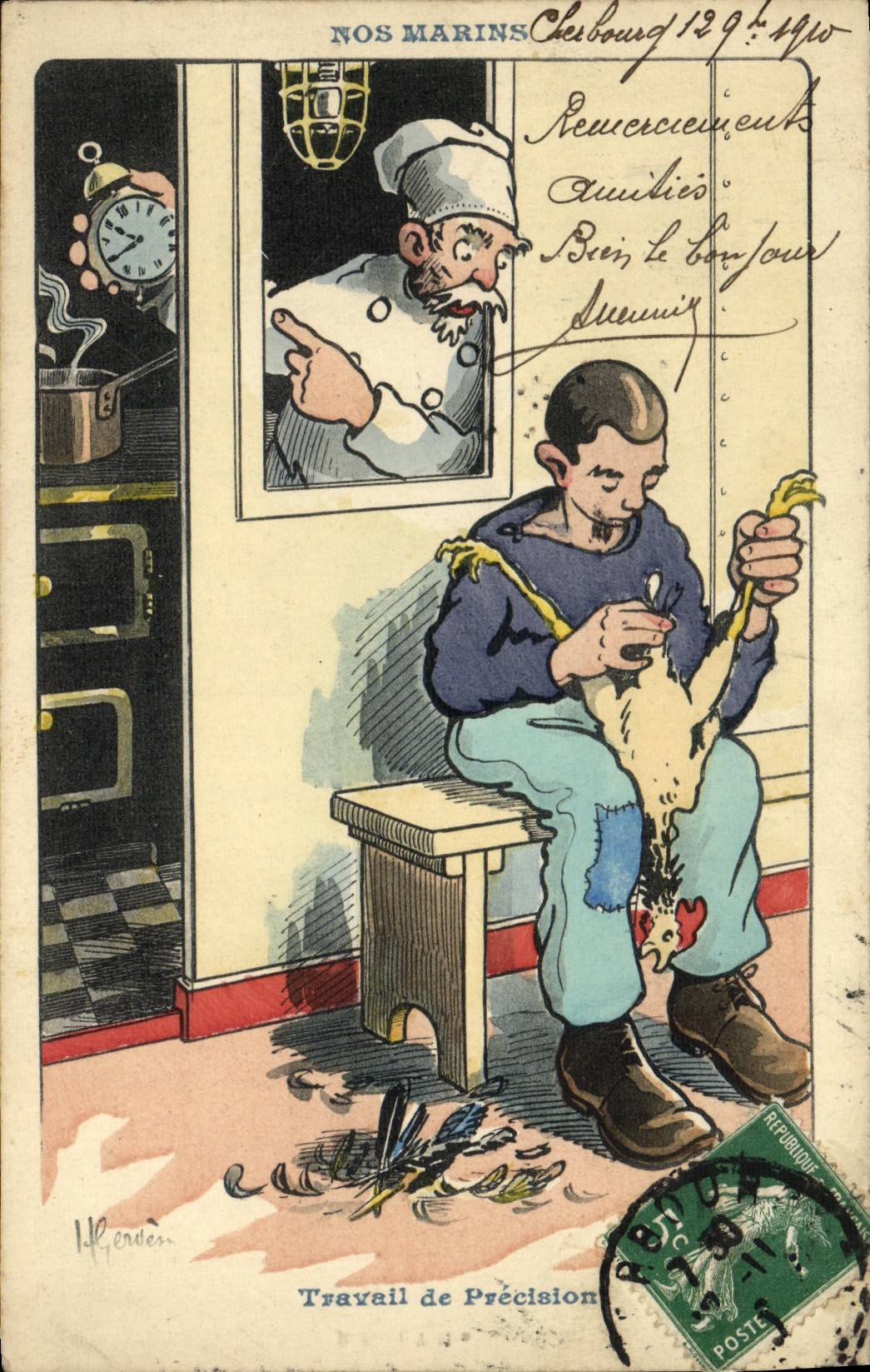 CPA Fantaisie Gervese Travail de precision Marisn Militaria