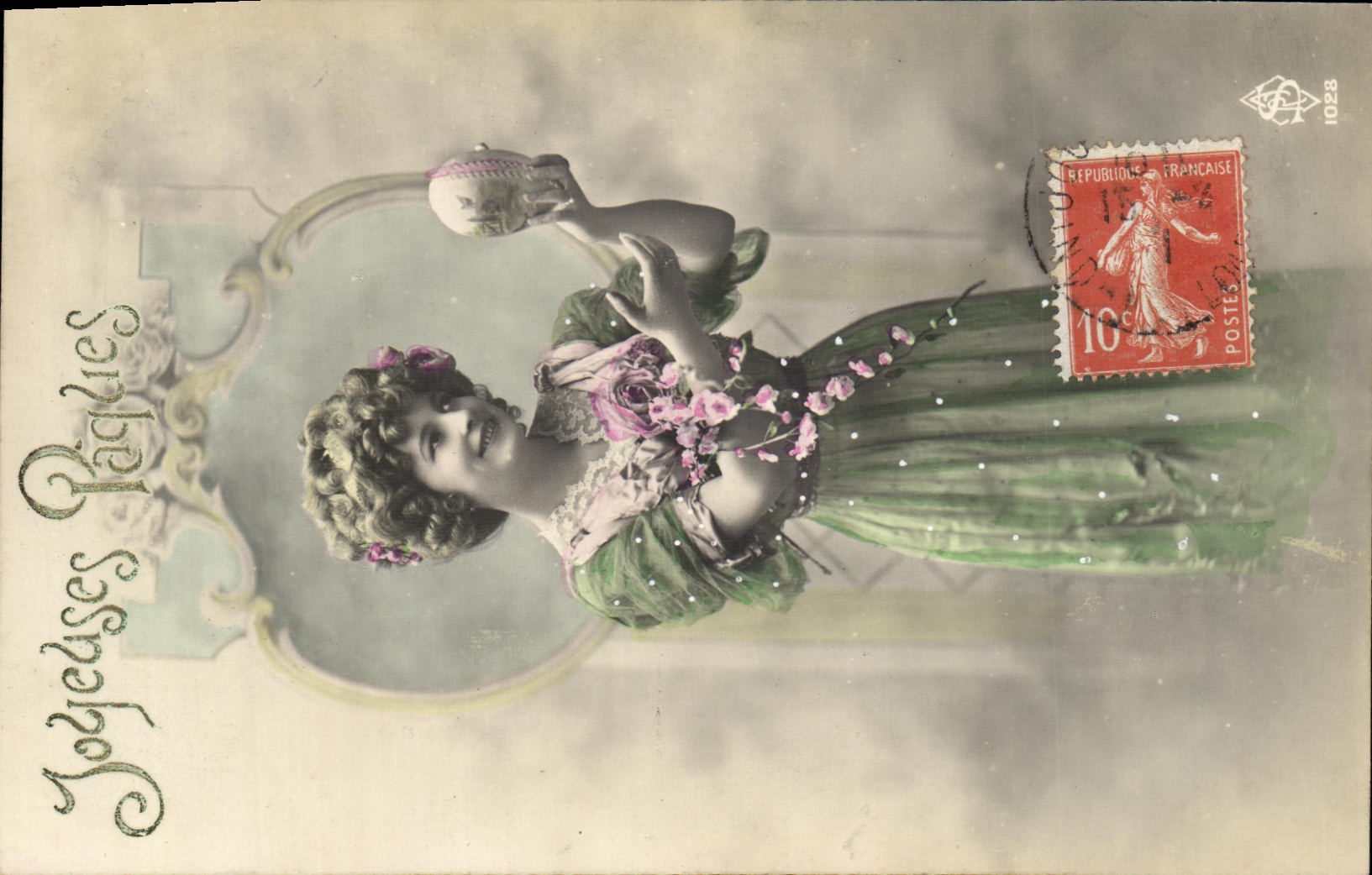 CPA Fantaisie Femme Paques 
