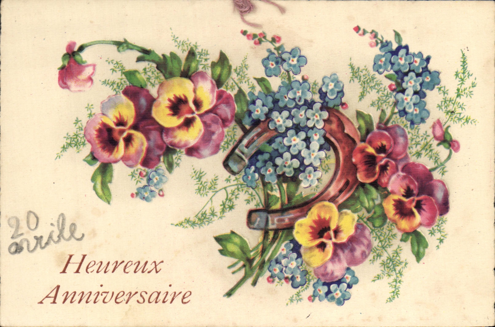 CPA Fantaisie Fleurs Fer a cheval