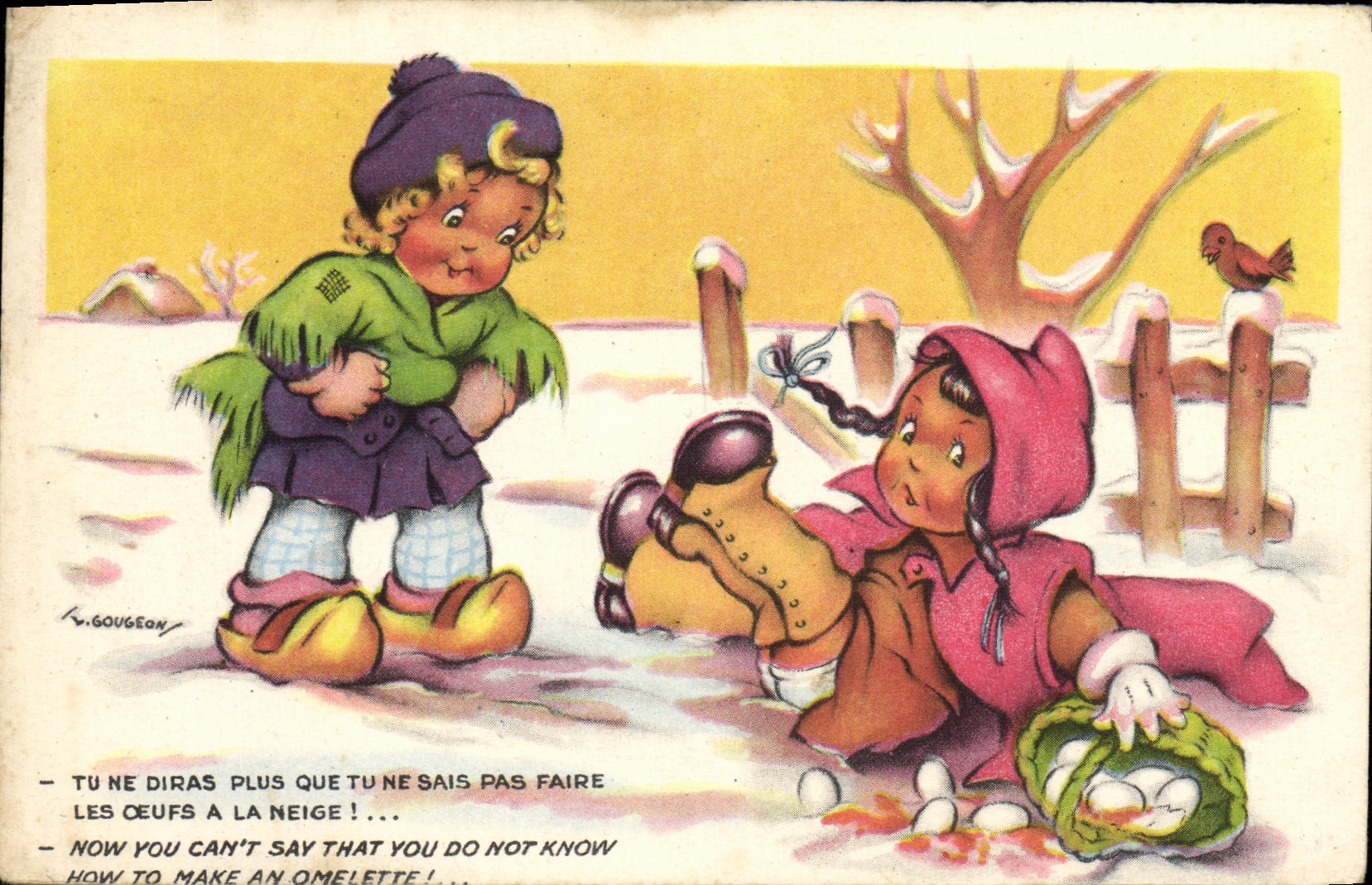 CPA Fantaisie Enfants Neige 