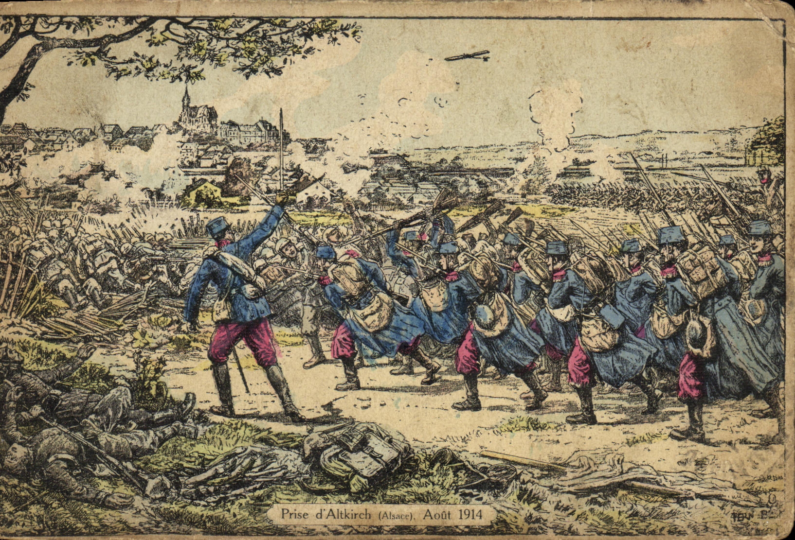 VINTAGE POSTCARD Fantasy Taken of Altkirch 1914 Militaria