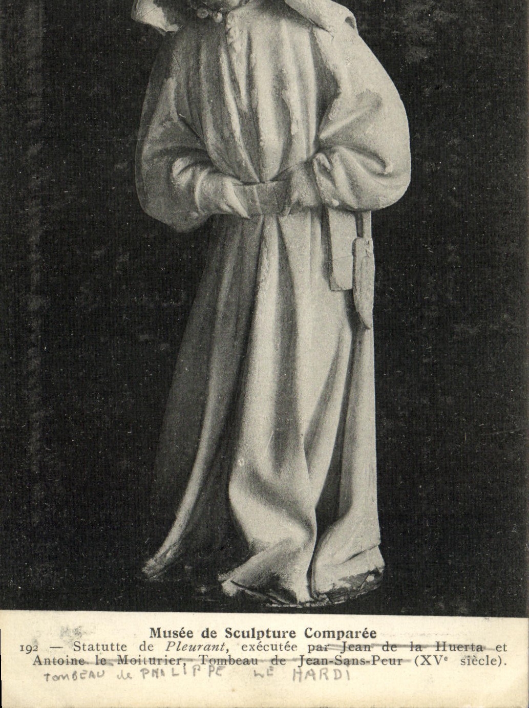 VINTAGE POSTCARD Fantasy Statuette of crying Jean of Huerta Antoine Moiturier