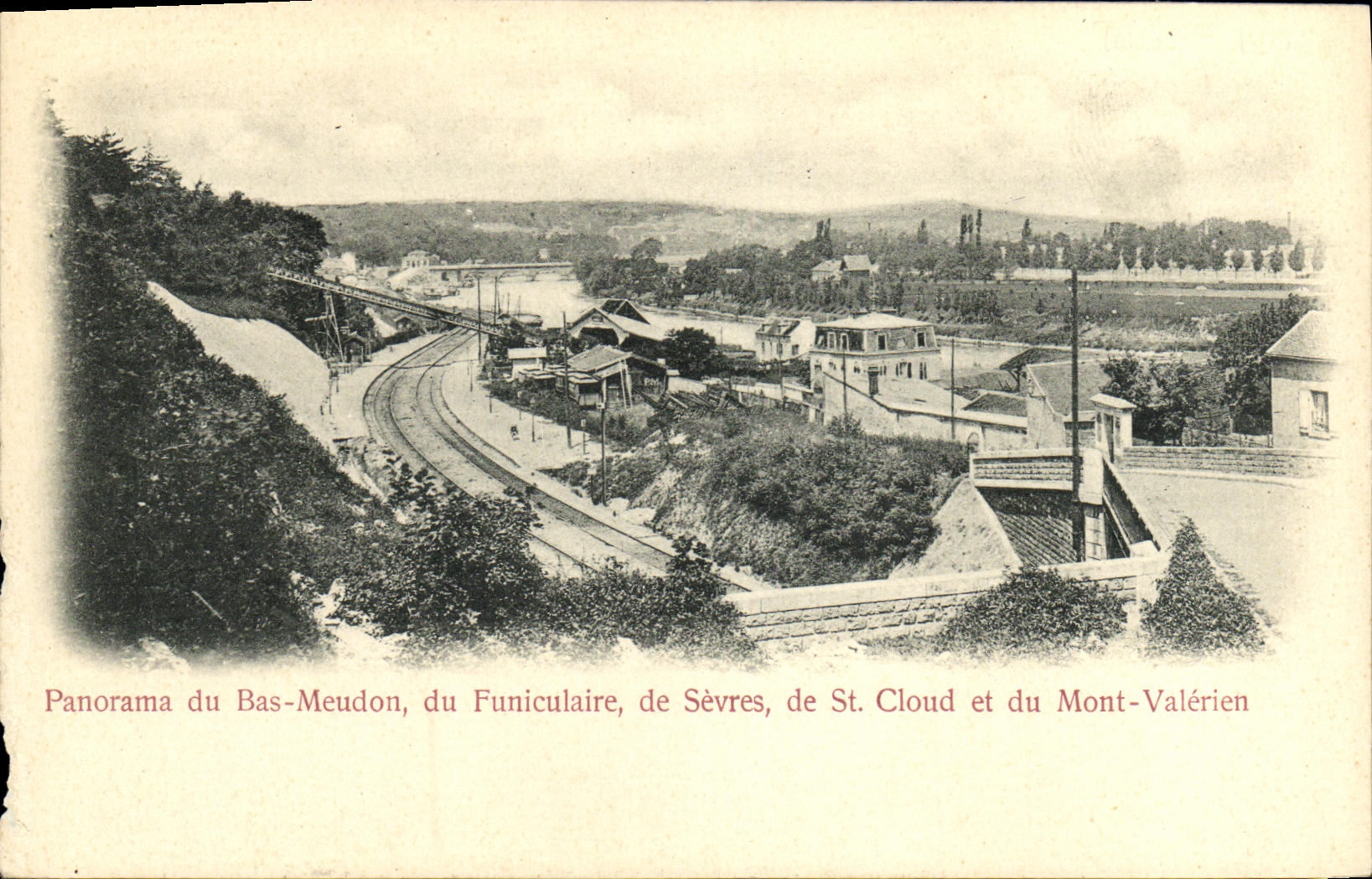 La POSTAL Panoram de la VENDIMIA de Meudon bajo de la nube de Duniculaire de Sevres St y Valerien montan