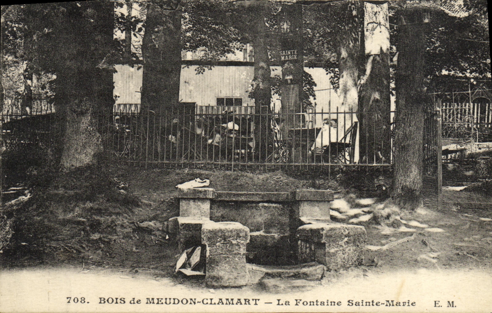 Madera de la POSTAL de la VENDIMIA de Meudon la fuente Sainte prefecto