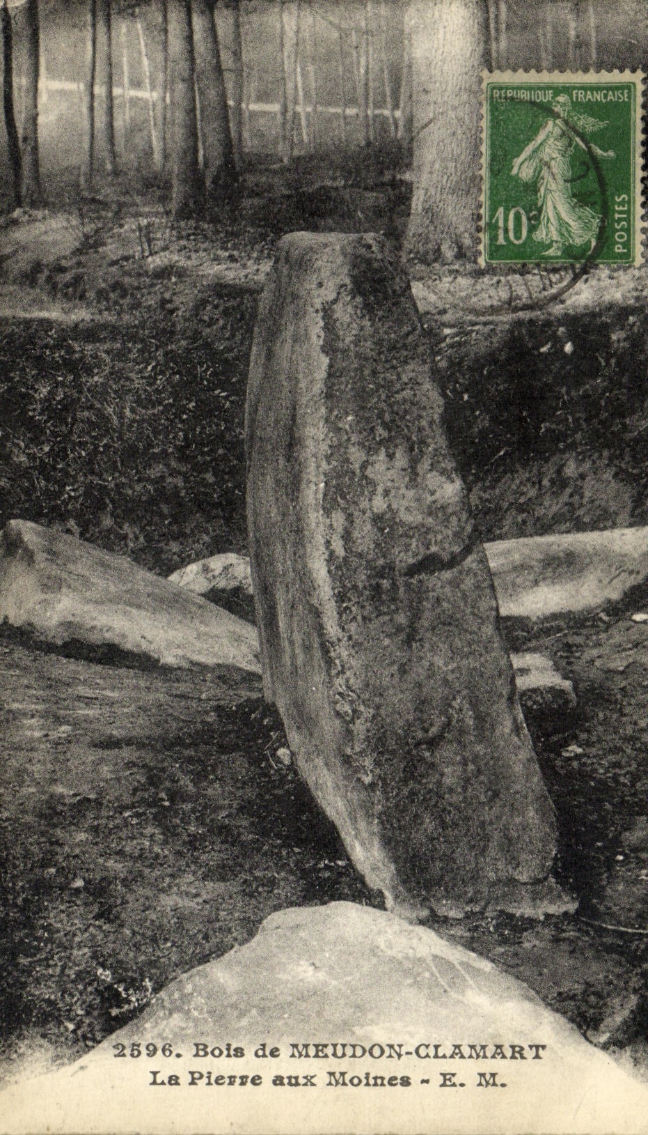 Madera de la POSTAL de la VENDIMIA de la piedra de Meudon Clamart con los monjes