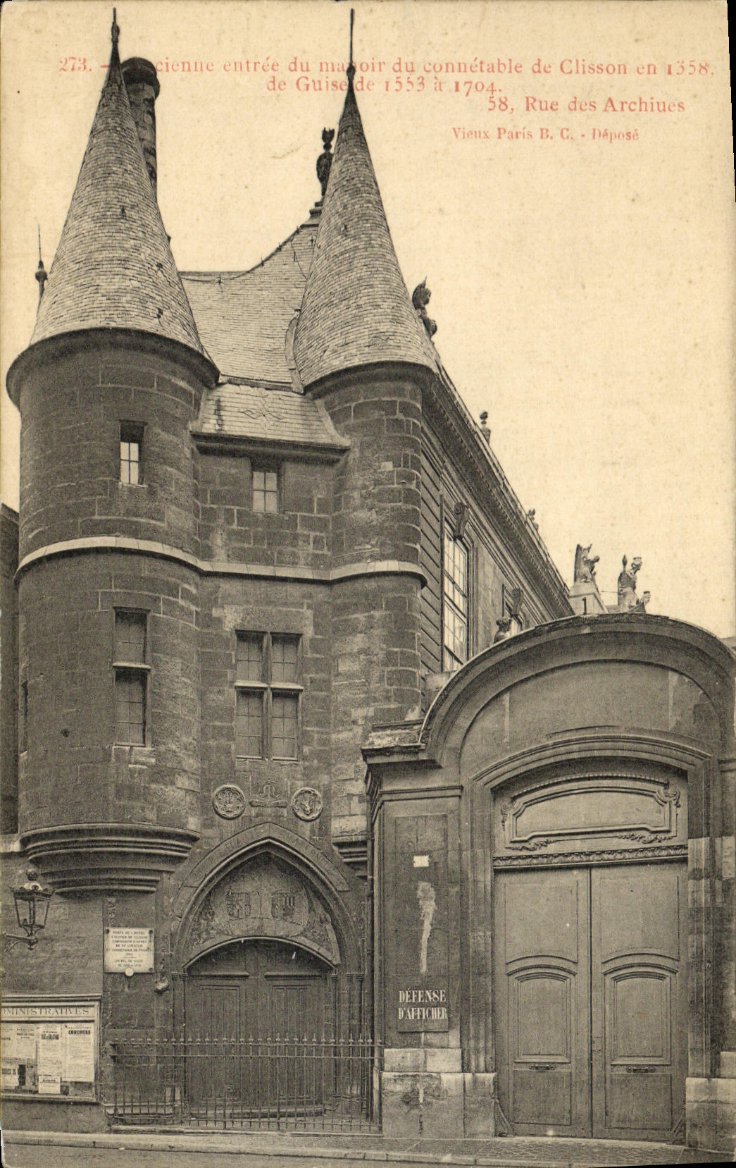 CPA Paris Ancienne entree du manoir du connetable de Clisson