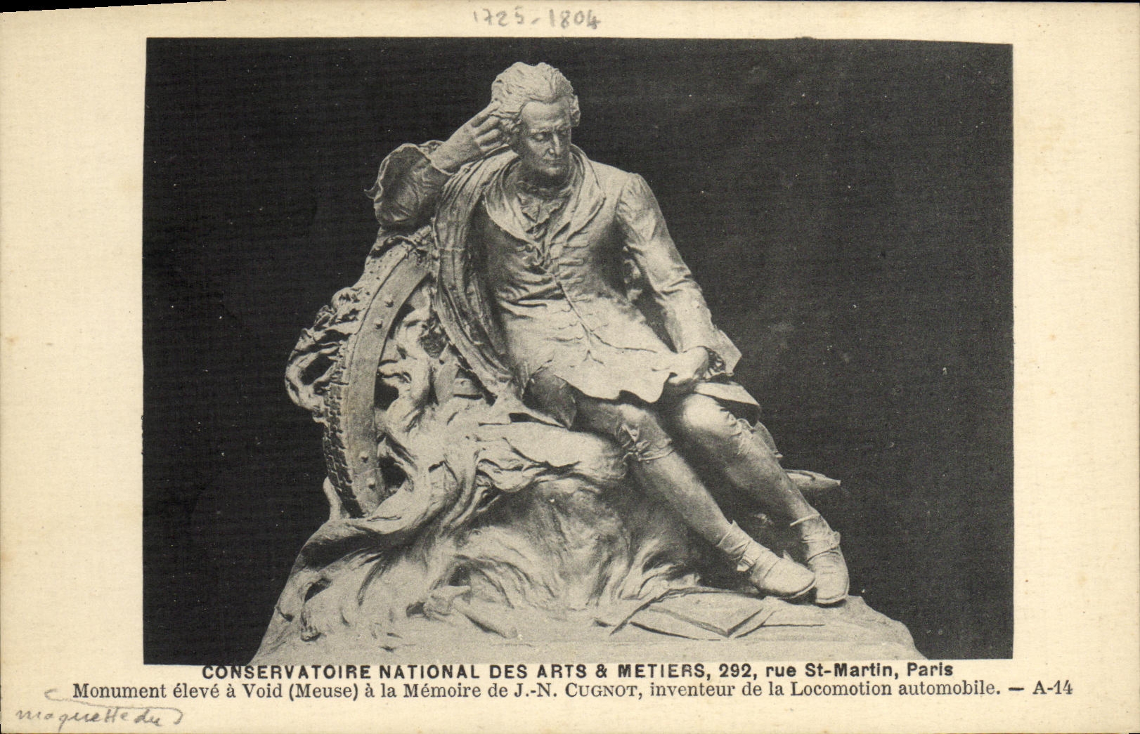 CPA Conservatoire National des Arts Metiers rue St Martin Paris Monument de Cugnot inventeur de la locomotive moderne T