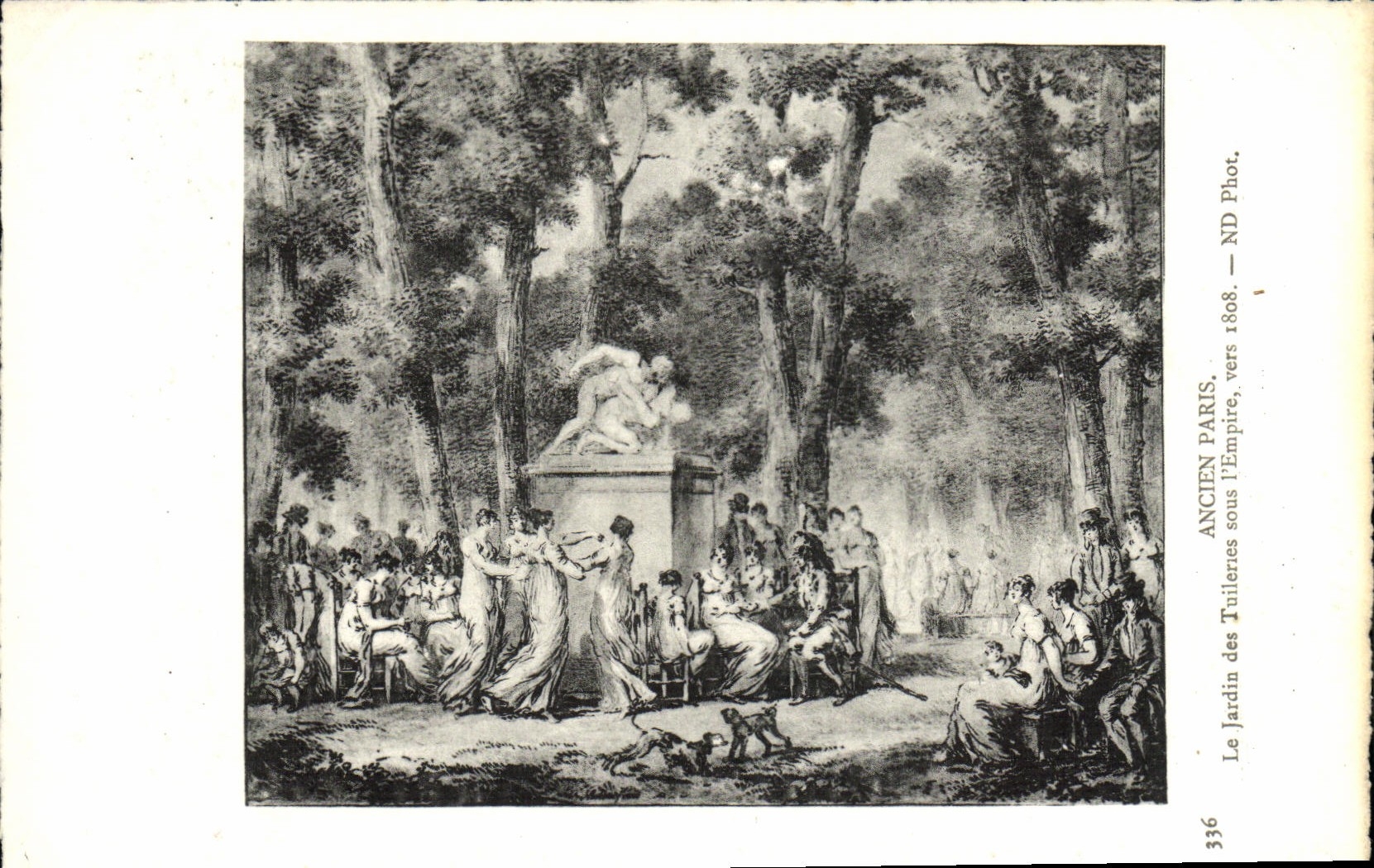 VINTAGE POSTCARD Old Paris the Garden of Tileries under the Empire about 1808