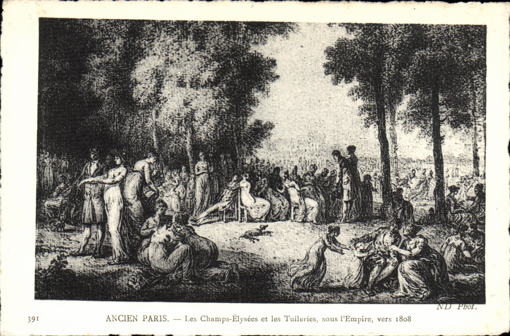 CPA Ancien Paris Les Champs Elysees et les Tuileries sous l'Empire 1808