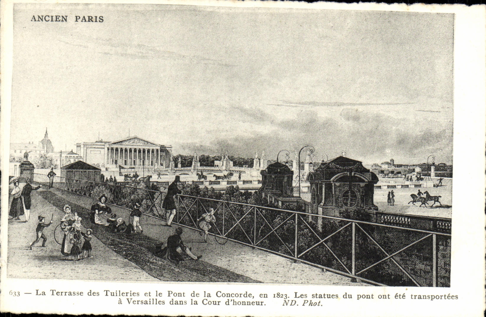 CPA Ancien Paris Terrasse des Tuileries et le pont de la Concorde 1823