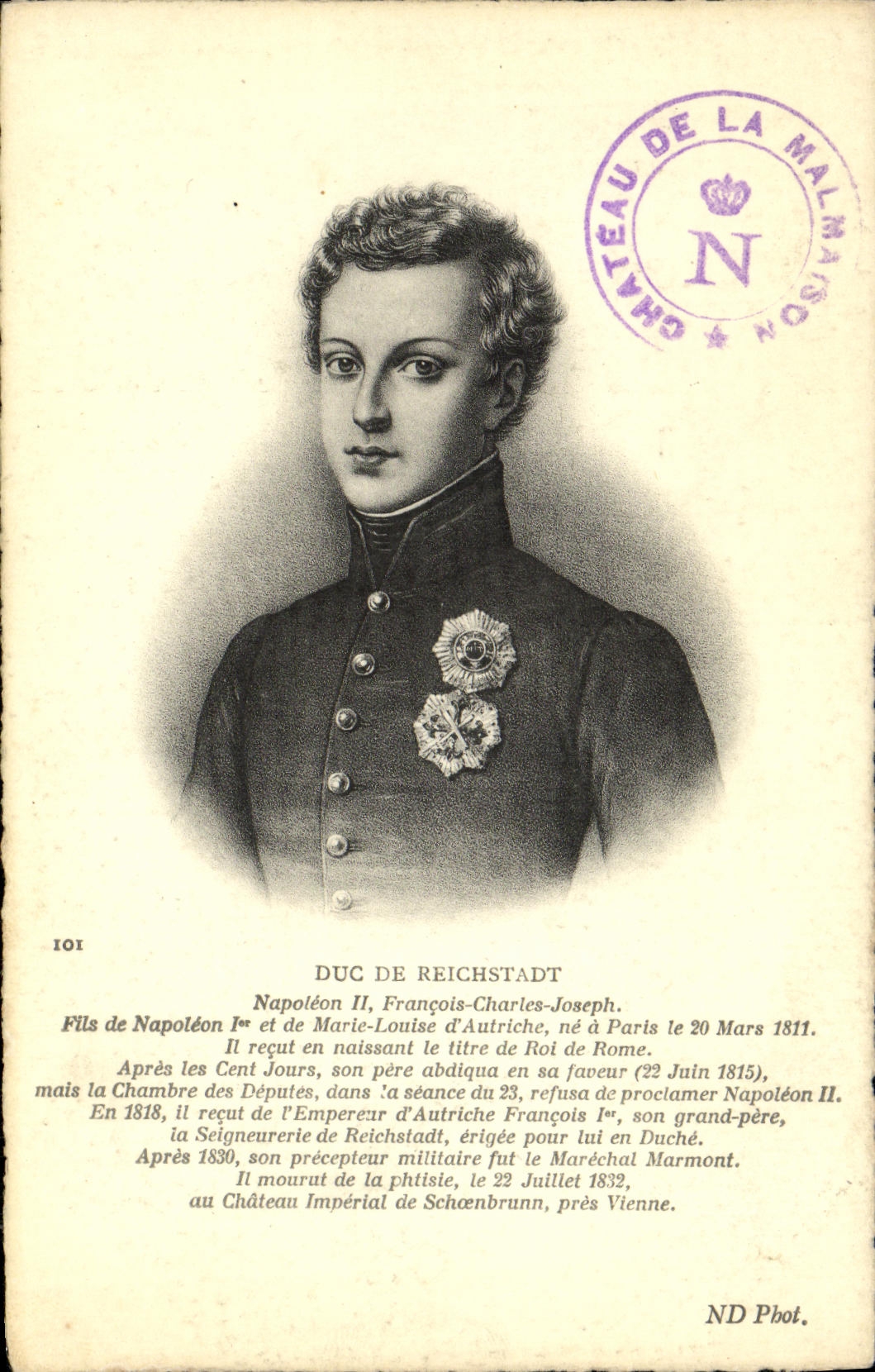VINTAGE POSTCARD Duke of Reichstadt Napoleon L François Charles Joseph