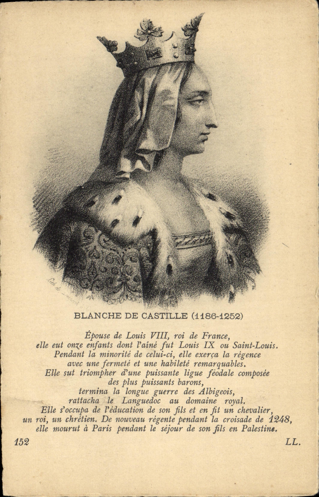 VINTAGE POSTCARD Blanche of Castille Marries of Louis VIII King de France