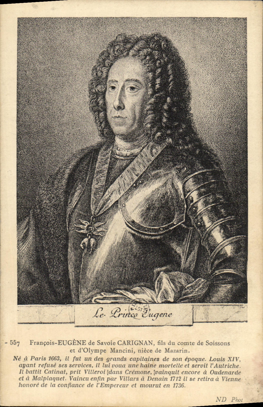 VINTAGE POSTCARD François Eugene de Ssavoie Carignan Wire of the count de Soissons