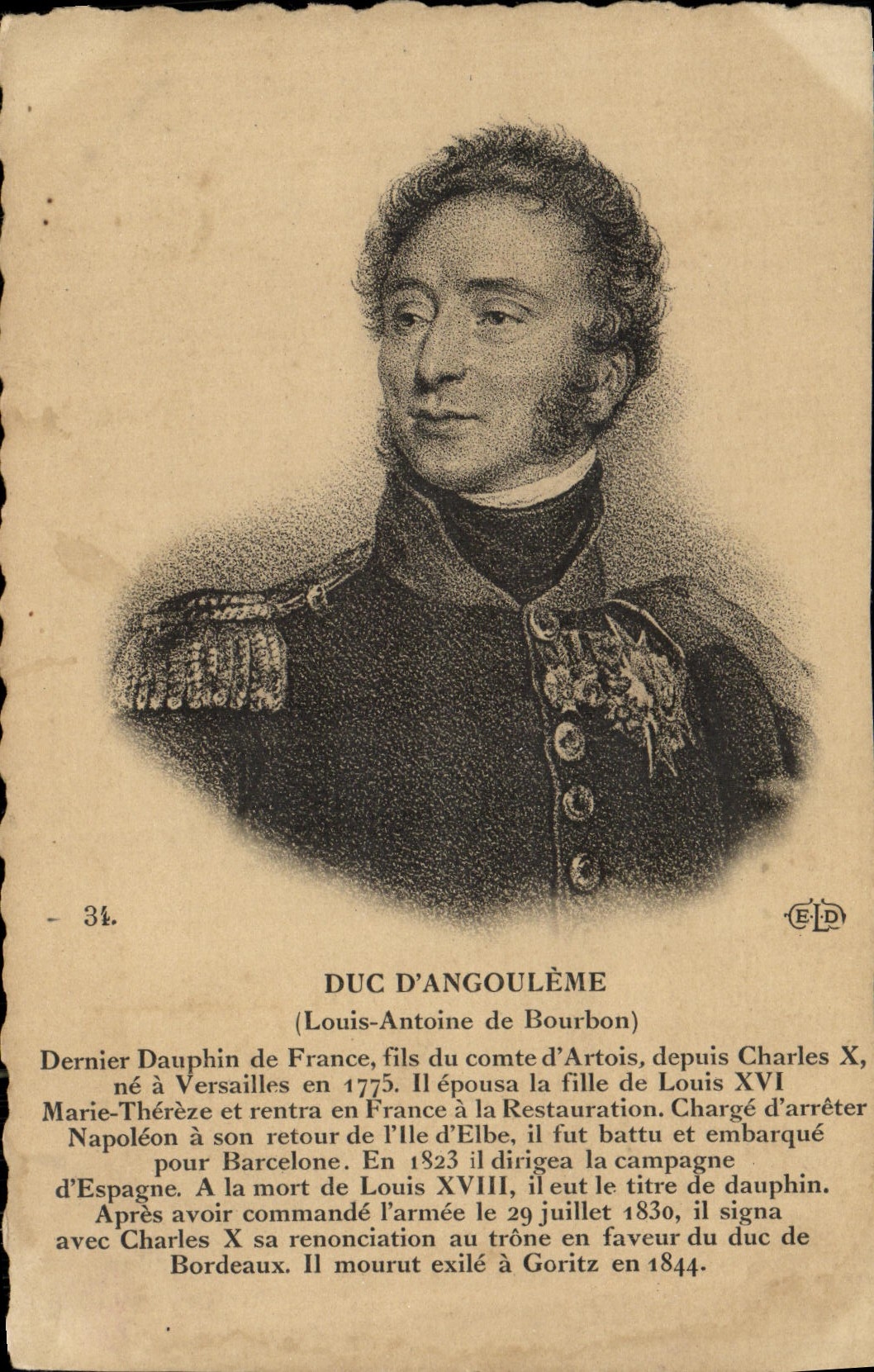 VINTAGE POSTCARD Duke of Angouleme Dolphin of France