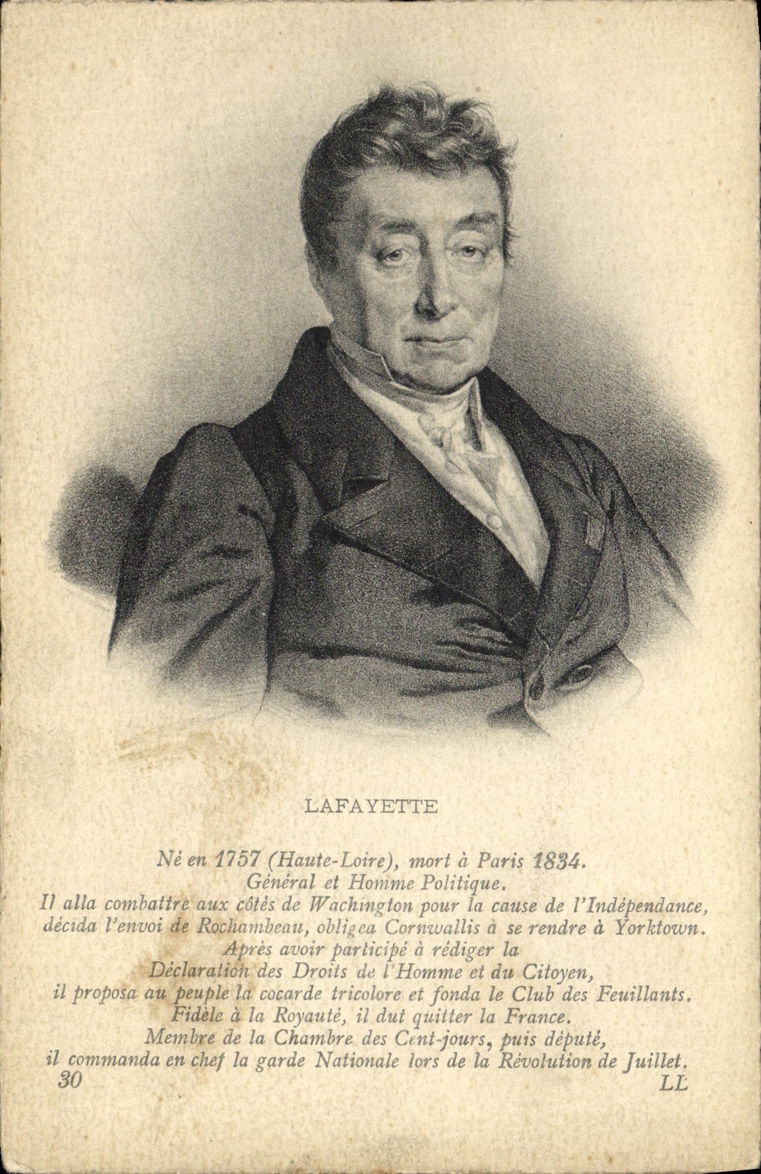 VINTAGE POSTCARD General Lafayette and politician