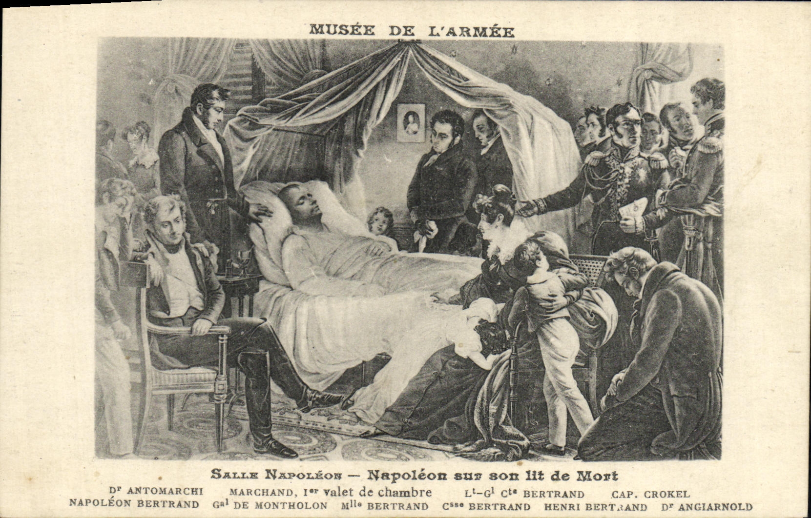 VINTAGE POSTCARD Museum of the Army Paris Napoleon Room on his bed of death
