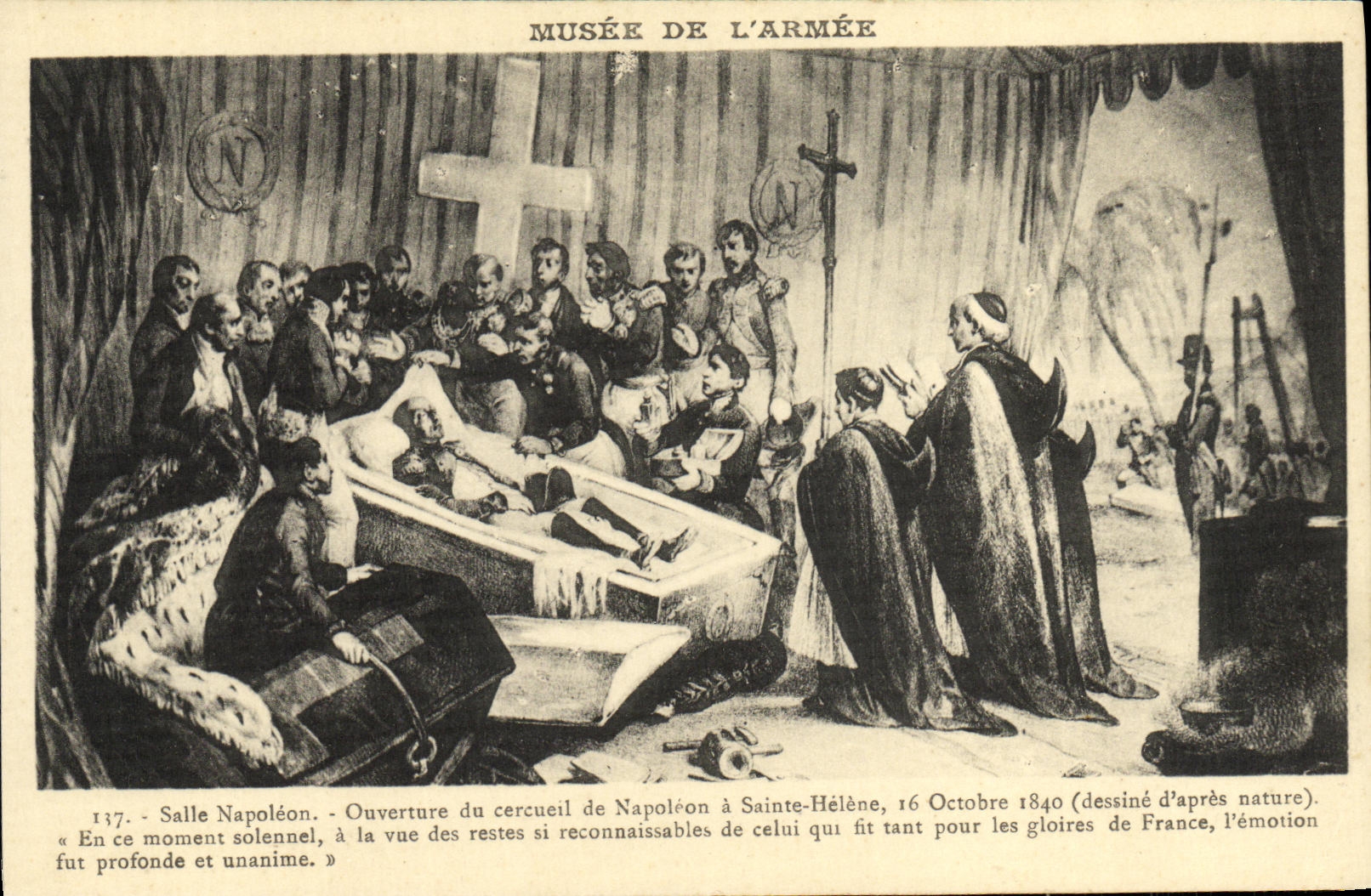 VINTAGE POSTCARD Paris Museum of the army Napoleon Opening of the coffin