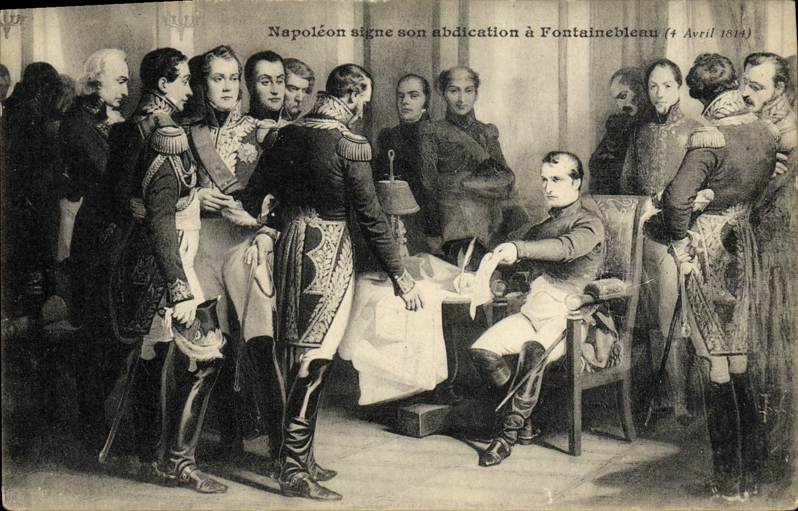 CPA Napoleon signe son abdication a Fontainebleau 4 avril 1814
