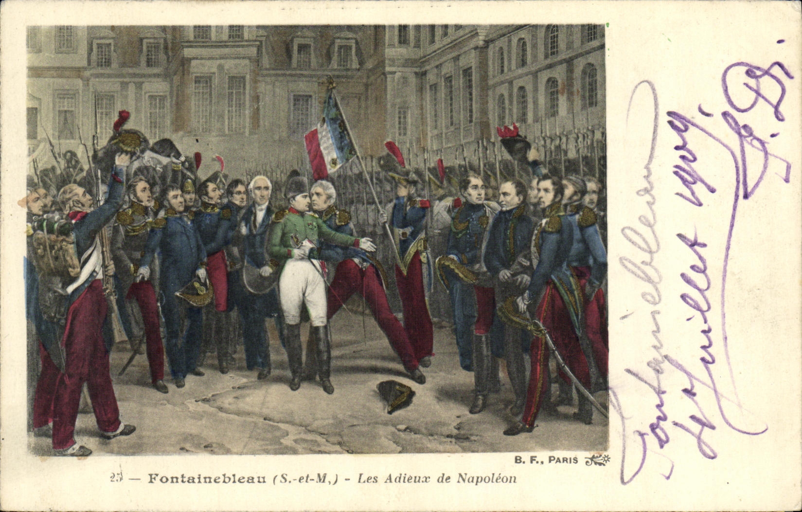 VINTAGE POSTCARD Napoleon Fontainebleau good-byes