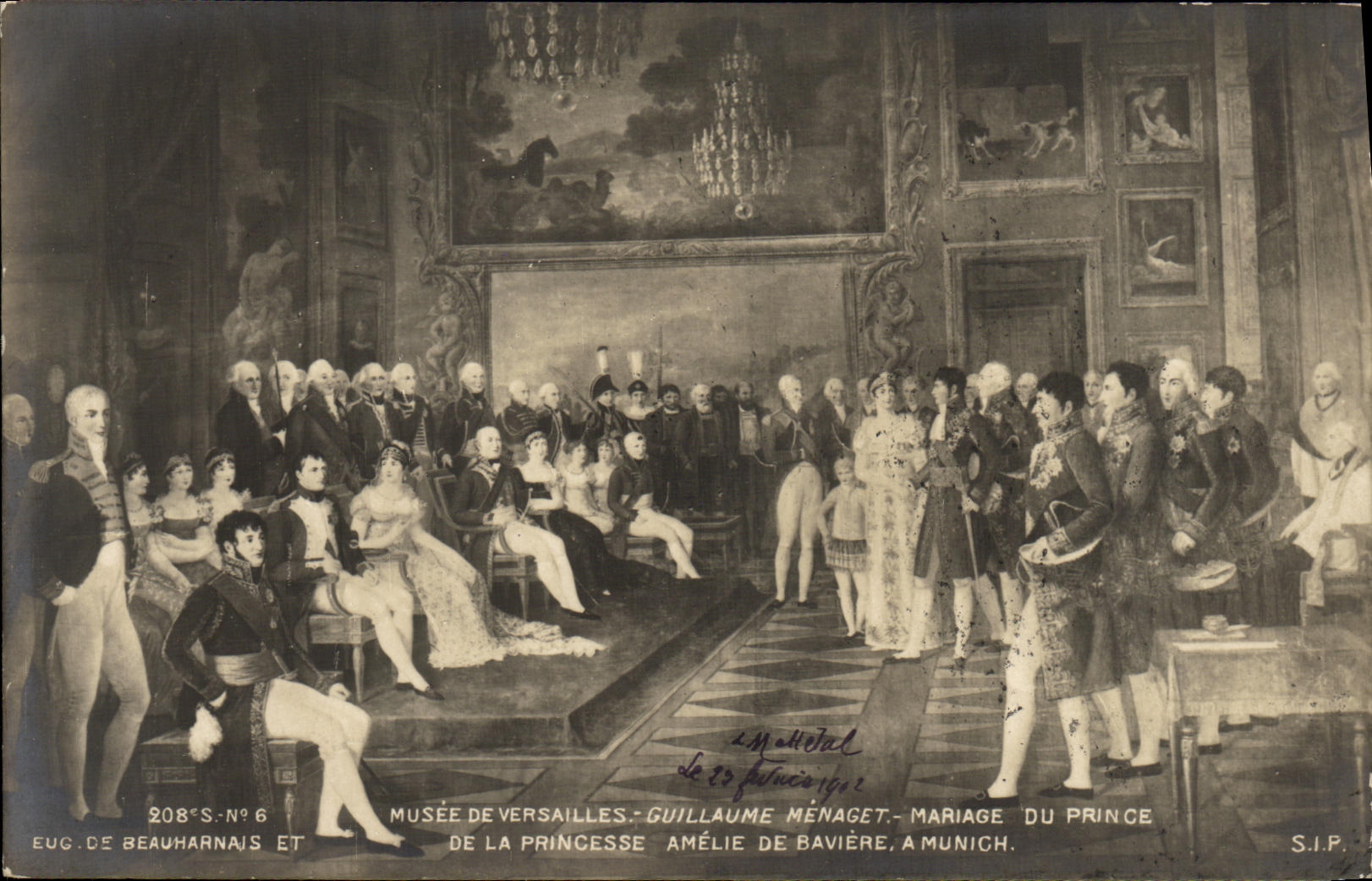 VINTAGE POSTCARD Napoleon museum of Versailles Guillaume Menaget Marriage of prince de Beauharnais and the princess Amelie Bavaria