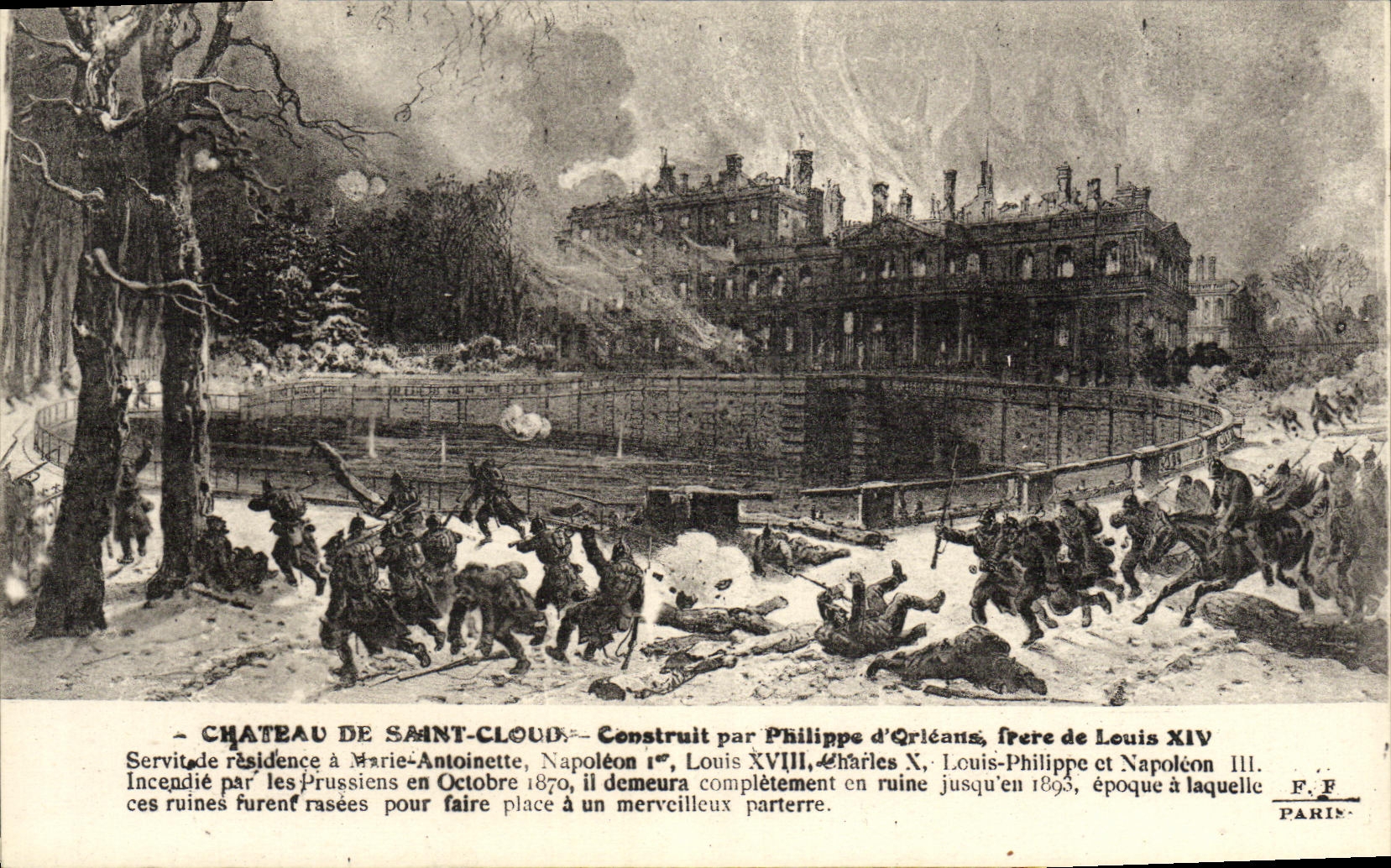 VINTAGE POSTCARD Napoleon Castle of Saint Cloud Residence of Marie Antoinette Louis XVIII