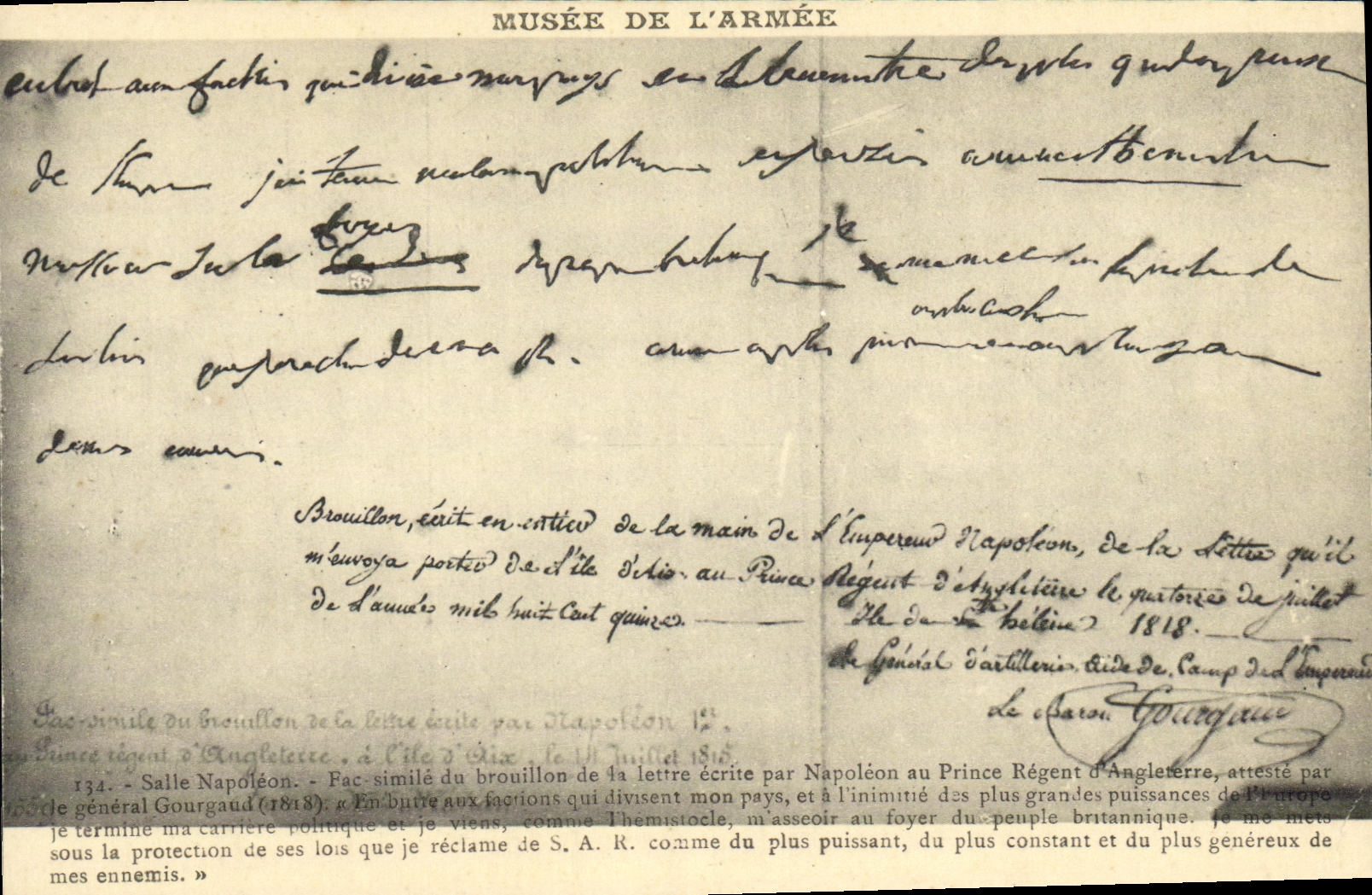 VINTAGE POSTCARD Napoleon Letter with the prince regent Regent of England