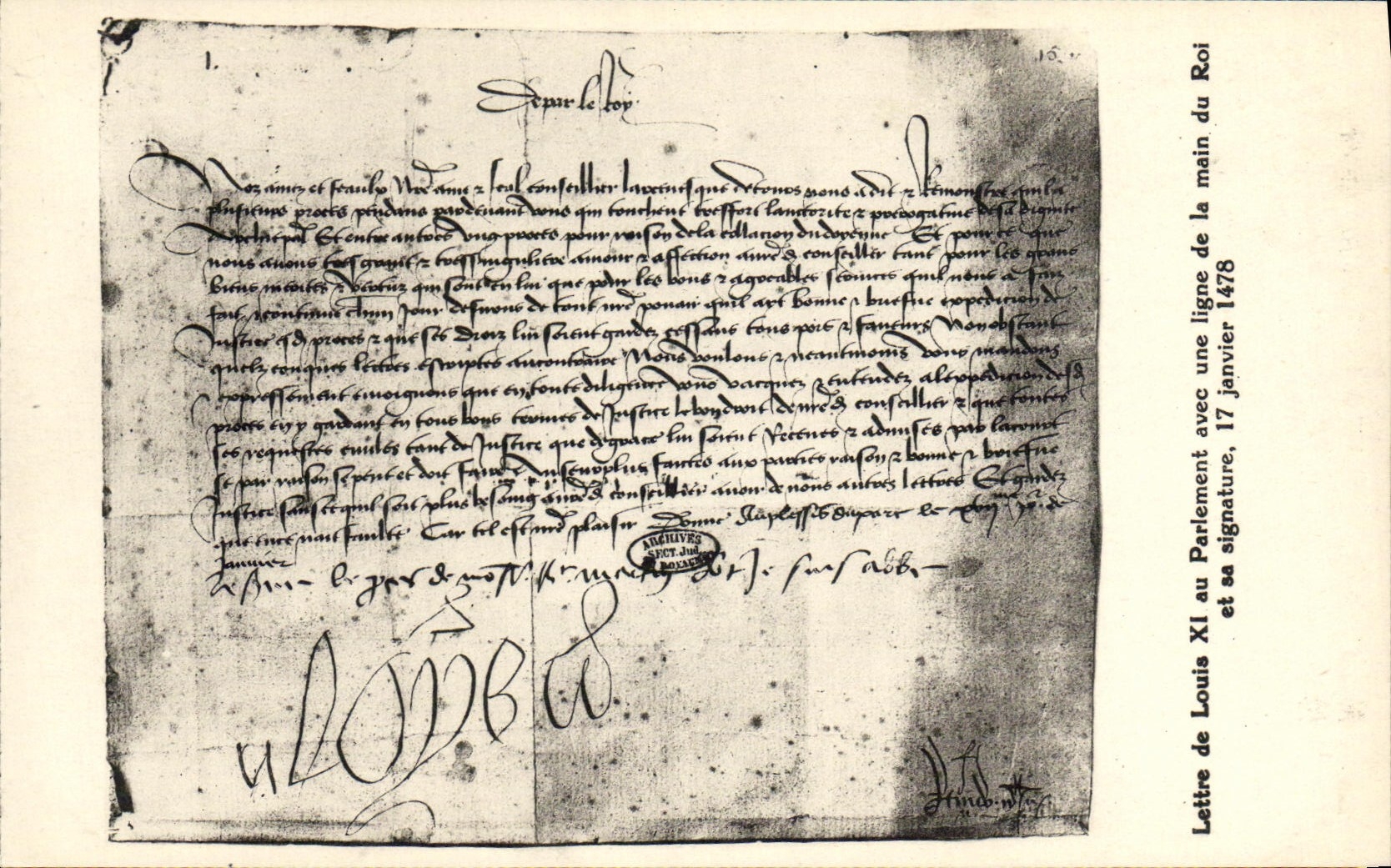 CPA Lettre de Louis XI au Parlement