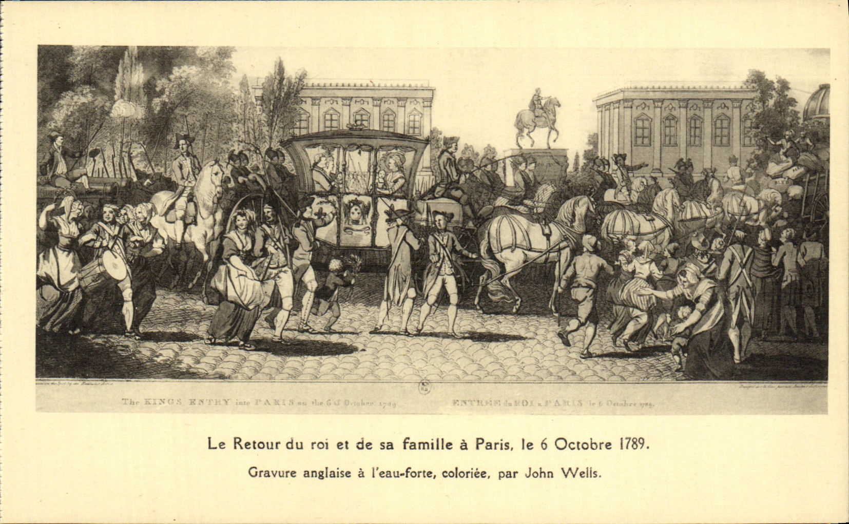 La revolución de la POSTAL de la VENDIMIA la vuelta del rey y de su familia aprendió el 6 de octubre de 1789