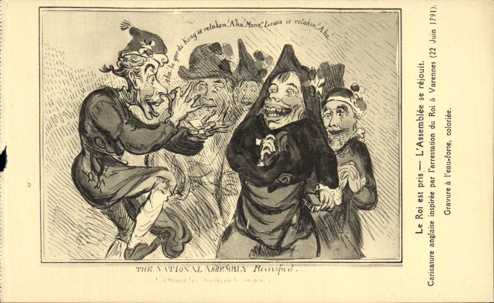 VINTAGE POSTCARD the king is taken the assembly is delighted