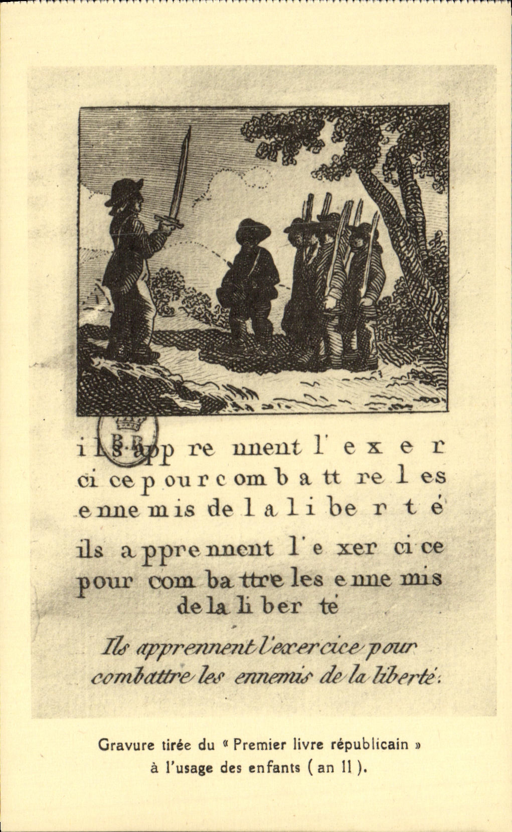 VINTAGE POSTCARD Revolution Engraving drawn from the First republican book to the use of the children