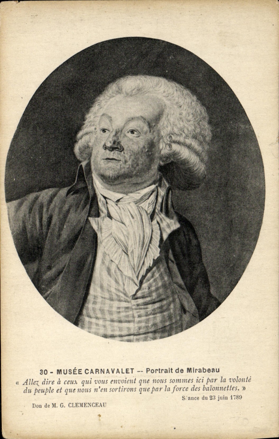 VINTAGE POSTCARD Museum Carnavalet Mirabeau