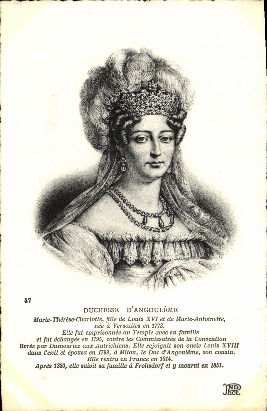 VINTAGE POSTCARD Duchess Of Angouleme