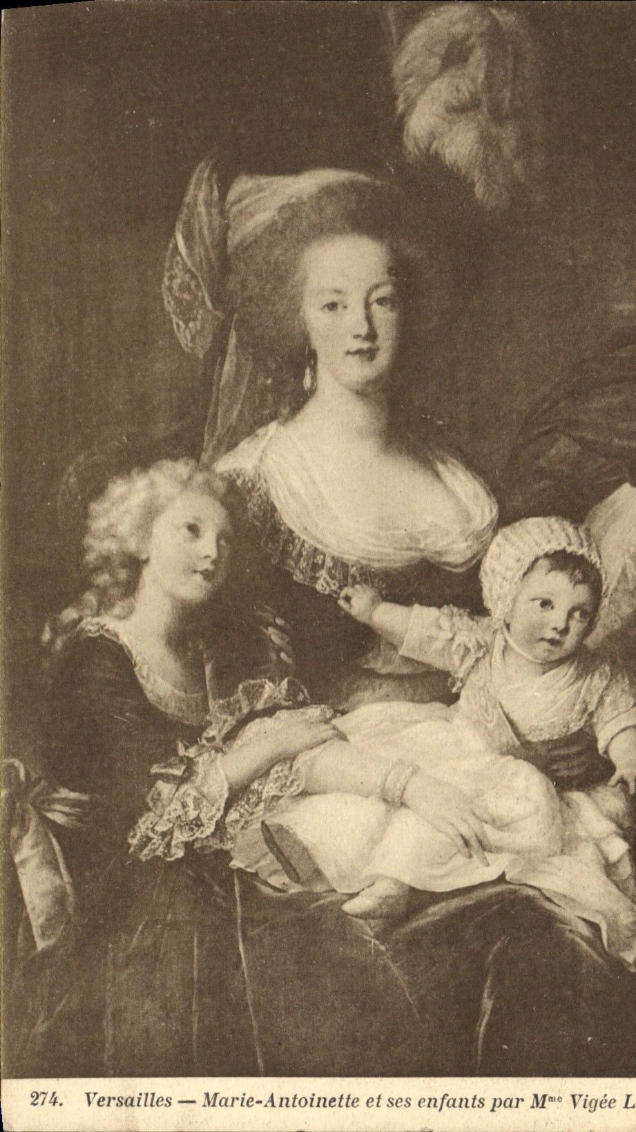VINTAGE POSTCARD Versailles Marie Antoinette and her children by Mrs. Vigee Lebrun
