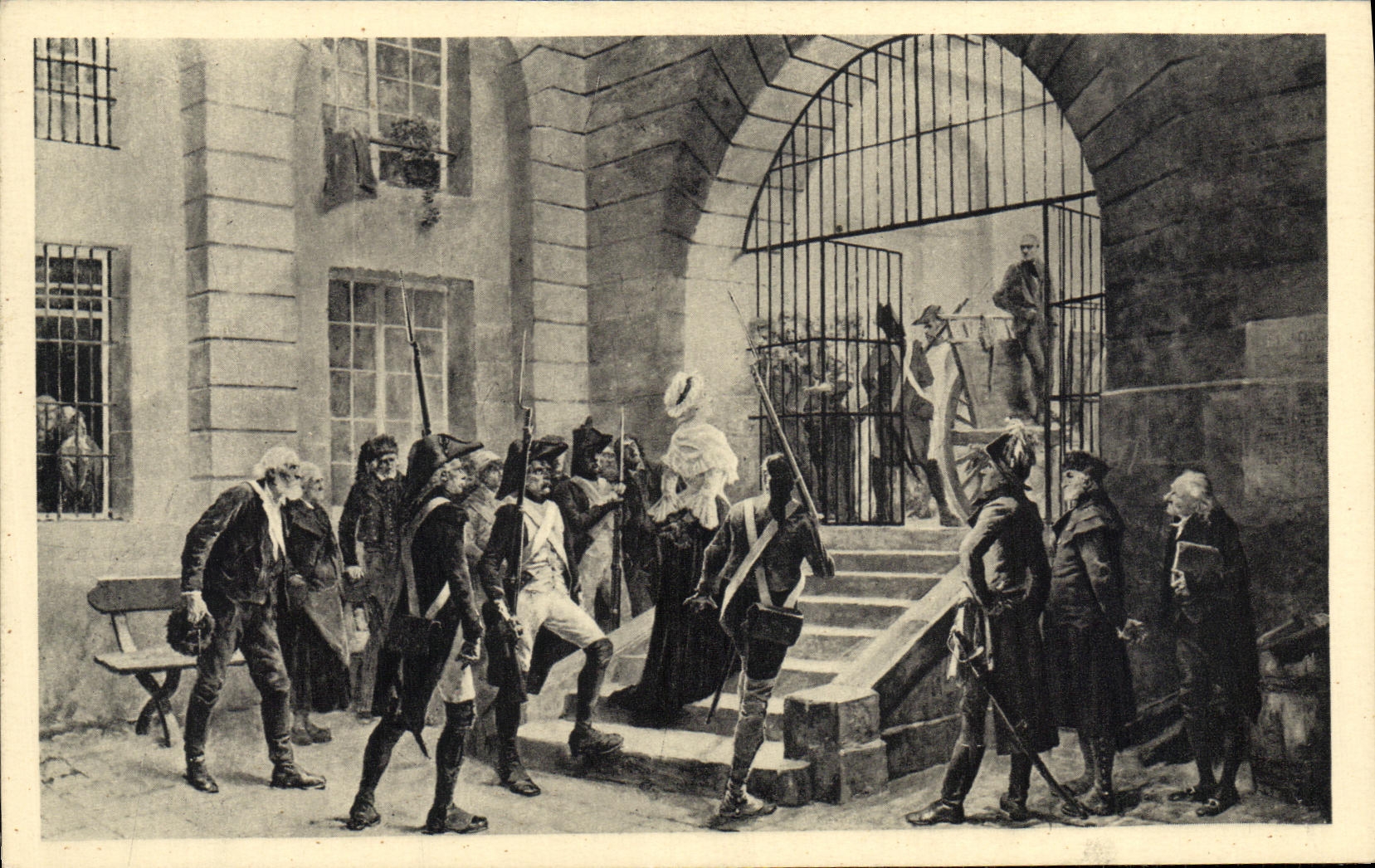 VINTAGE POSTCARD Marie Antoinette leaving the Paris Caretaker's lodge