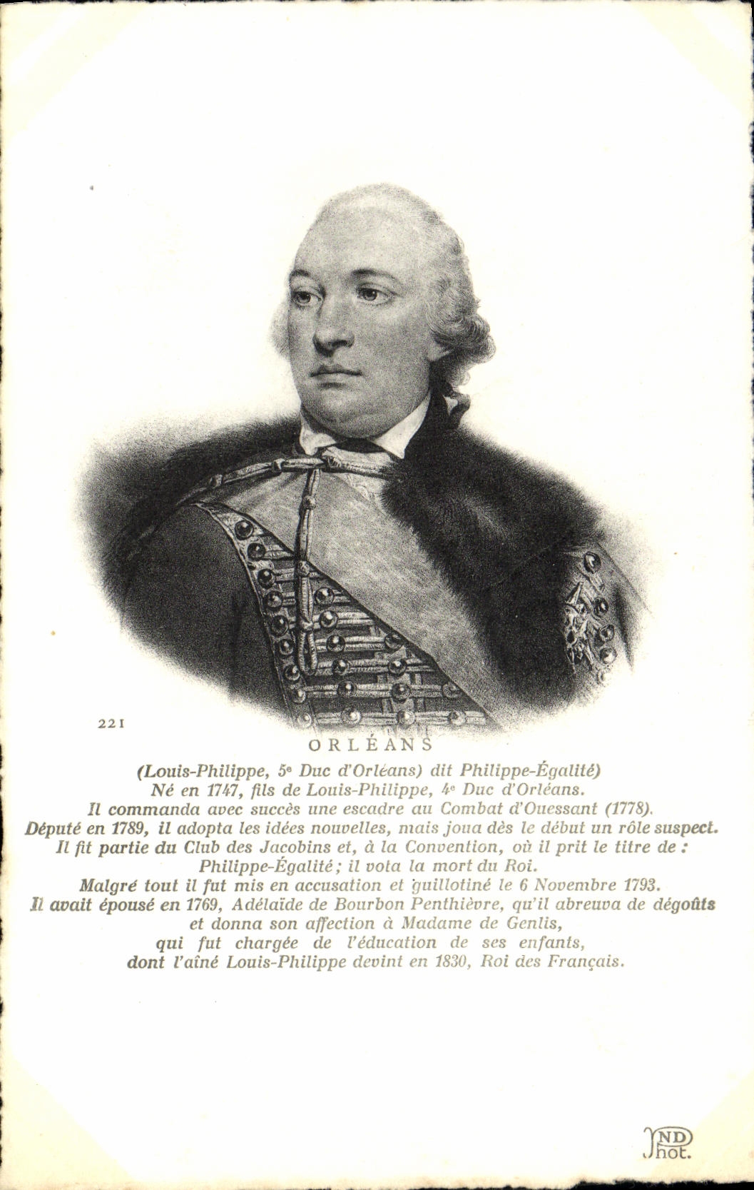 VINTAGE POSTCARD Orleans Louis Philippe