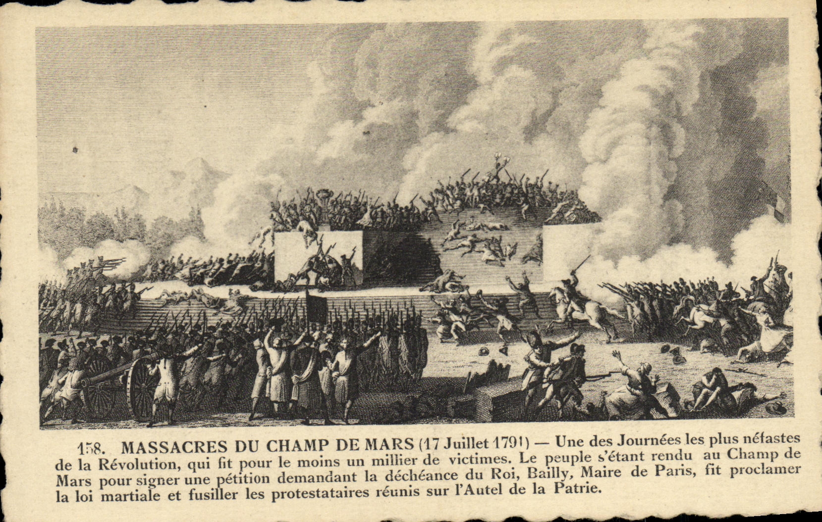 VINTAGE POSTCARD Massacres of the Field of March 17 July 1791 Revolution