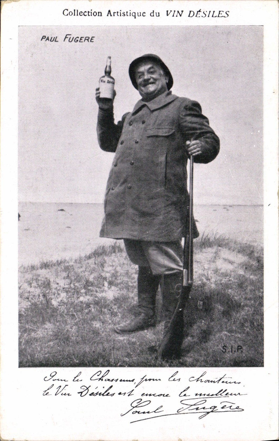 VINTAGE POSTCARD artistic Collection Vin Desiles Paul Fugere Drives out Hunter Alcohol