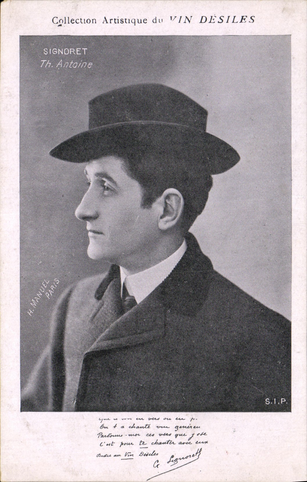 VINTAGE POSTCARD artistic Collection Wine Desiles Signoret Theater Antoine