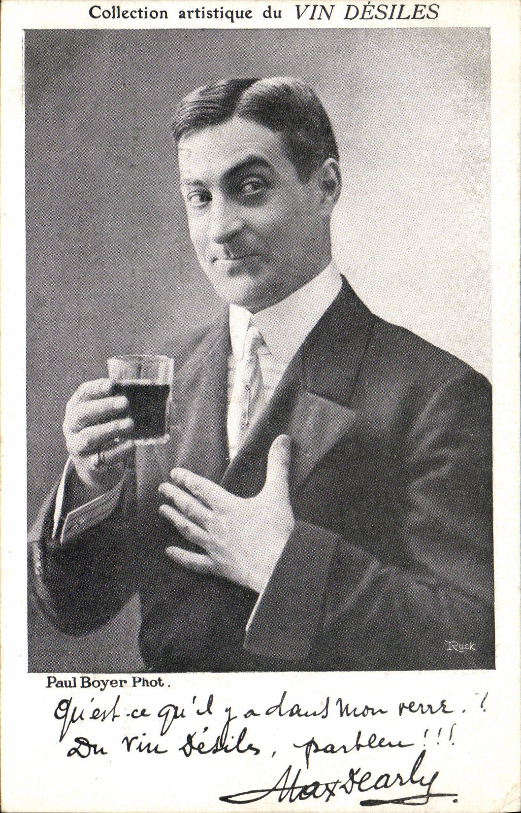 VINTAGE POSTCARD artistic Collection Wine Desiles max Dearly