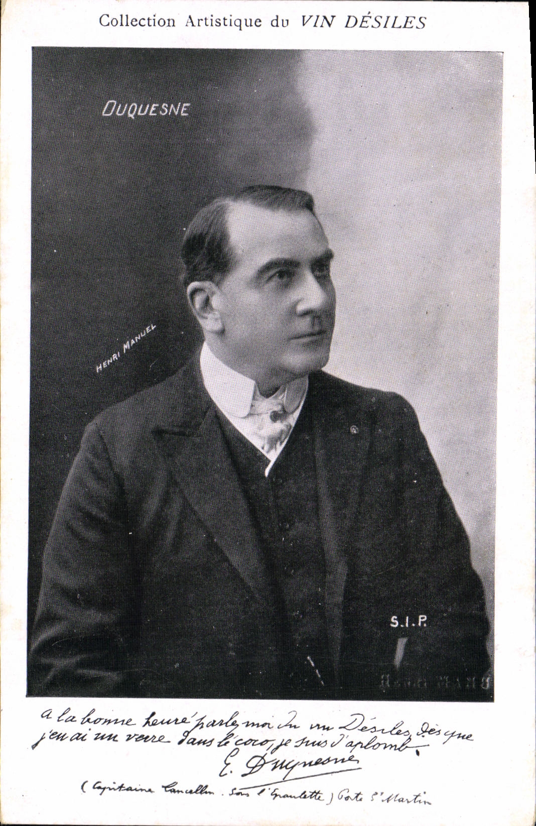 VINTAGE POSTCARD artistic Collection Wine Desiles Duquesne