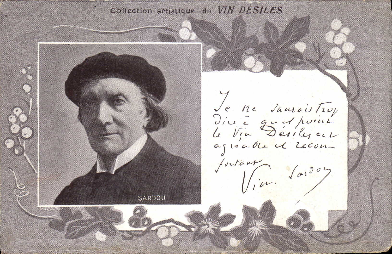 VINTAGE POSTCARD artistic Collection Wine Desiles Sardou