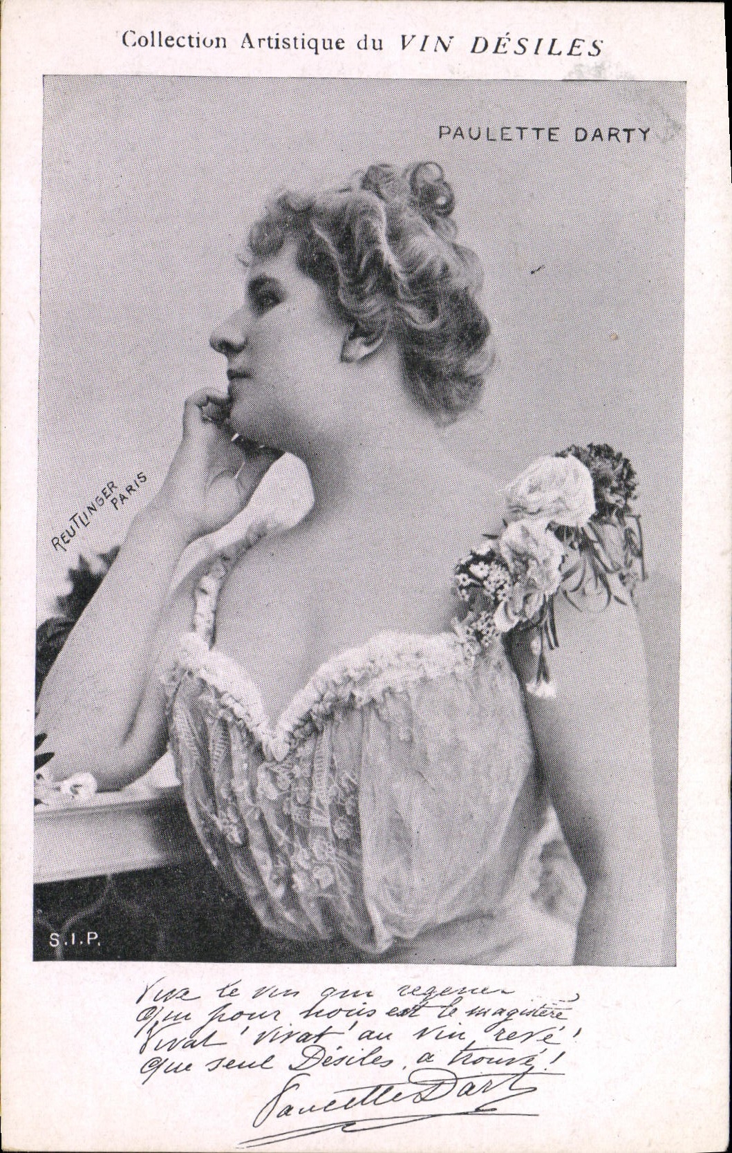 VINTAGE POSTCARD artistic Collection Wine Desiles Paulette Darty