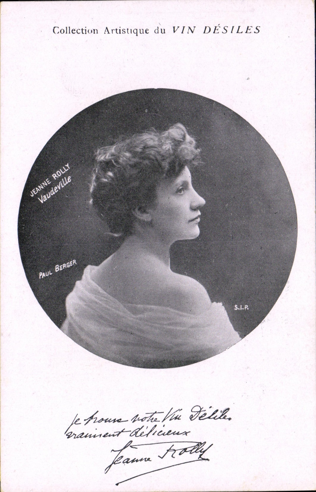 VINTAGE POSTCARD artistic Collection Wine Desiles Jeanne Rolly Light comedy