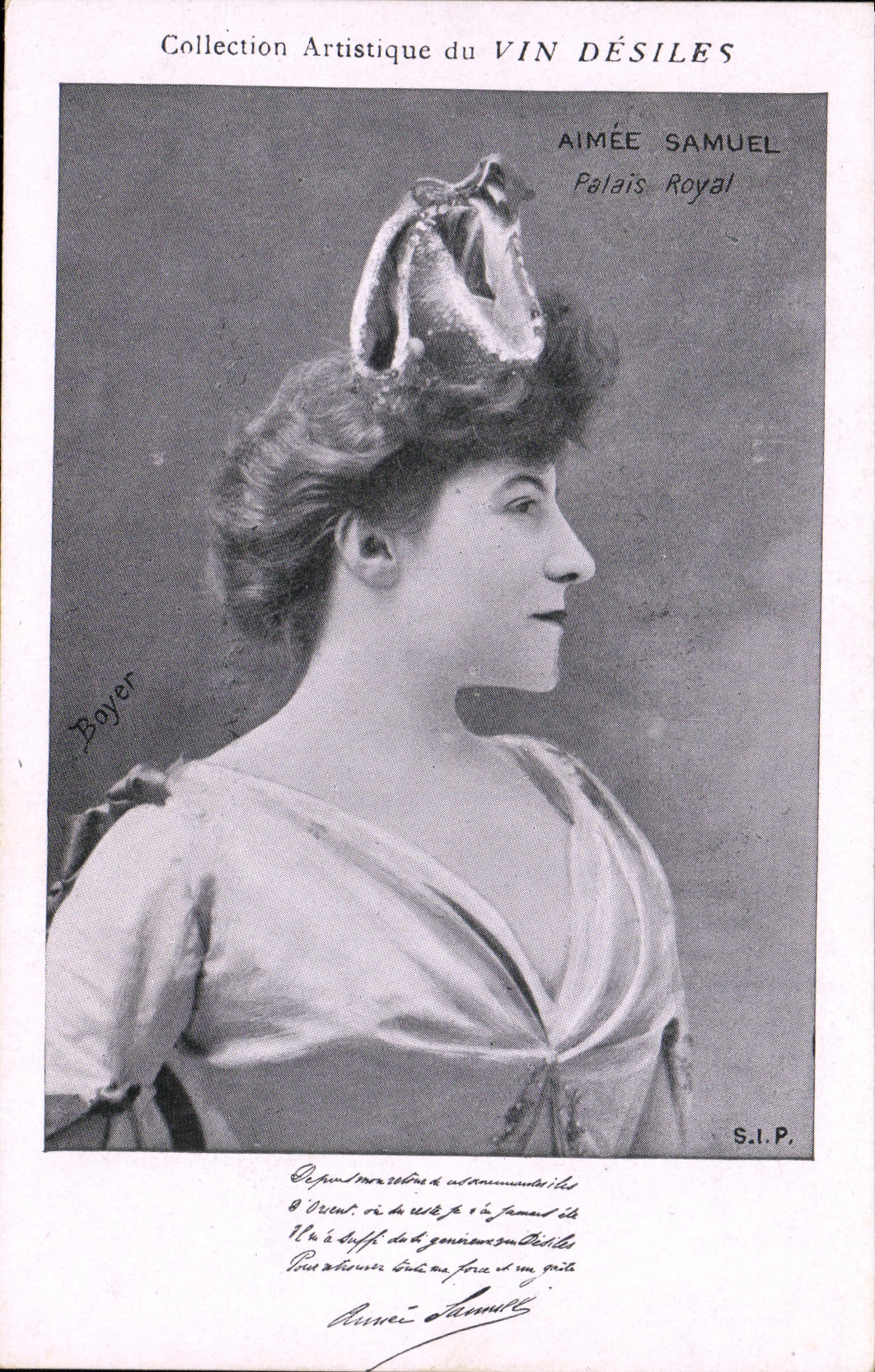 VINTAGE POSTCARD artistic Collection Wine Desiles Aimee Samuel Palais Royal