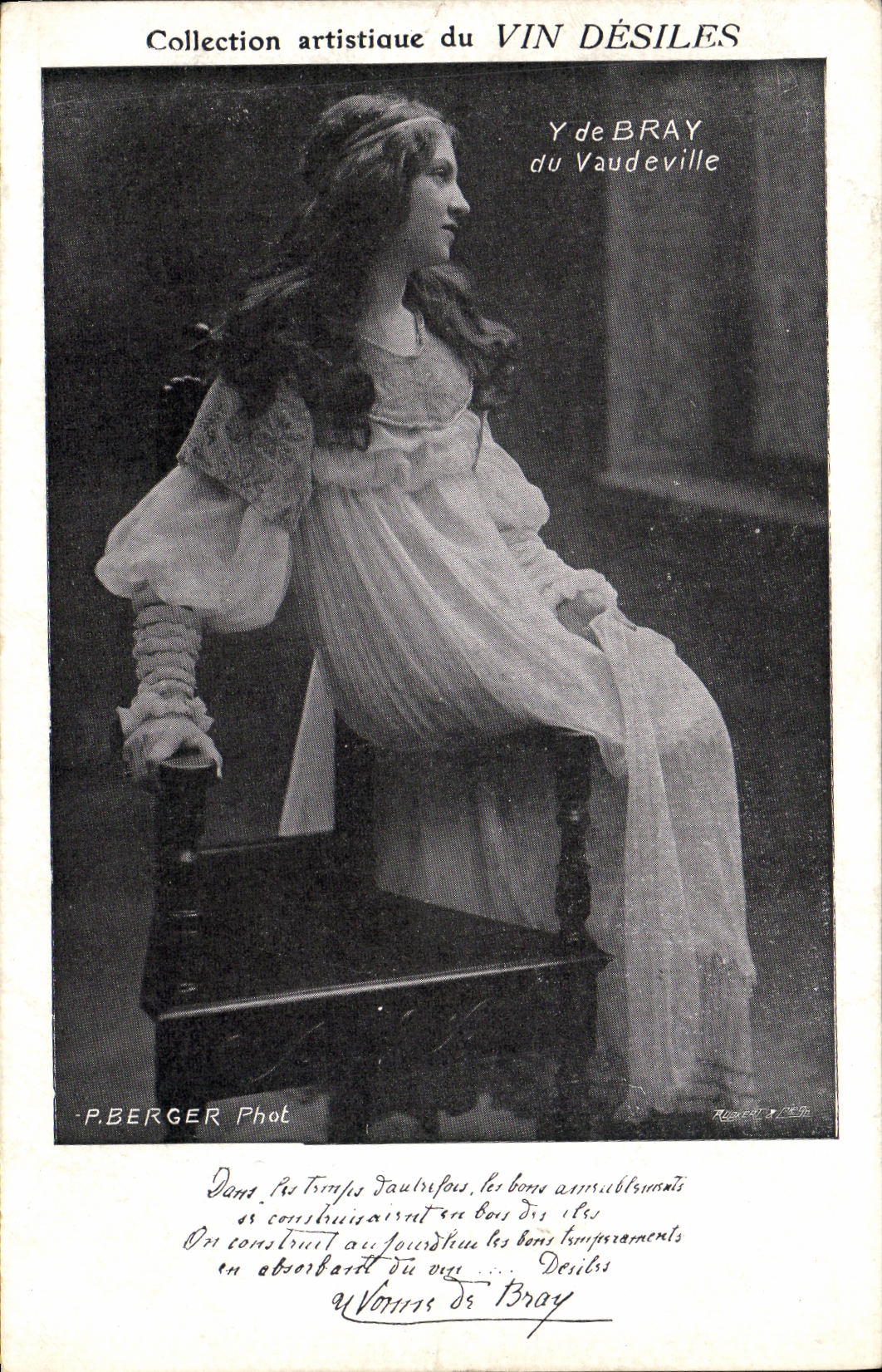 VINTAGE POSTCARD artistic Collection Wine Desiles Y of Bray of the Light comedy