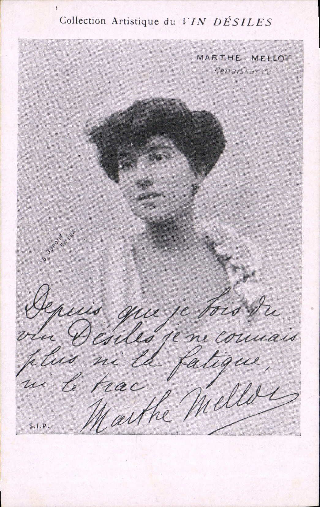 VINTAGE POSTCARD artistic Collection Wine Desiles Marthe Mellot Renaissance