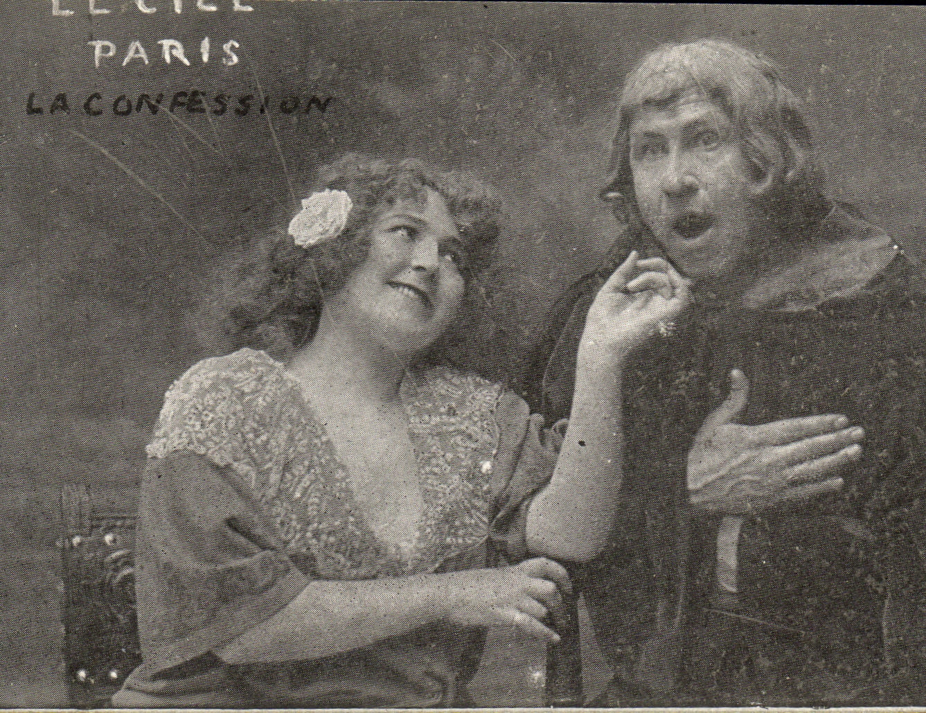 VINTAGE POSTCARD Paris Montmartre Sky the confession