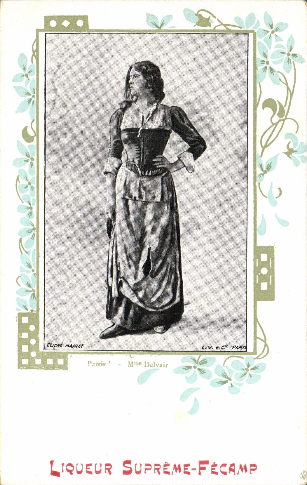 Patria suprema de Fecamp del licor de la publicidad de la POSTAL de la VENDIMIA! Srta. Delvair